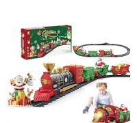 Juego de tren de Navidad, juego de trenes para debajo del árbol de Navidad con luz y sonidos, juguetes de tren clásicos eléctricos para árbol de pueblo de Navidad, decoración de trenes de Navidad para