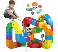 Juego de tren eléctrico Clickrail Electric Train Set Flexible Race Track, pistas que desafían la gravedad, juego de bloques de construcción modulares con carga USB, tren de Navidad para juego creativo