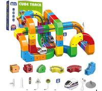 Juego de Tren eléctrico, Juguete de fusión de Pista de Cubo Infinito 3D con Tren motorizado Que desafía la Gravedad y Pista de Carreras Flexible de Bricolaje para niños, niños y niñas 123pcs