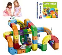 Juego de Tren eléctrico, Pista de Carreras Flexible, diseños Integrados 3D Que desafían la Gravedad y Coche motorizado, Juego de Pista de Tren magnético para niños, Juguetes de construcción de 123pcs