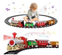 Juego de tren, juegos eléctricos para niños pequeños, juguetes clásicos de trenes, tren de Navidad con sonido, luces, locomotora, 3 coches y 8 pistas, regalos de tren de juguete de Navidad para niños