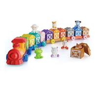 Juego de tren para niños pequeños, actividad de conteo, emparejamiento y clasificación, juguete de tren para niños pequeños con marionetas de dedo de animales de granja, juguetes Montessori para