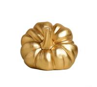 Juego de tres adornos de calabaza de resina con acabado dorado y formas únicas, diseñados para uso en interiores y exteriores para mejorar las decoraciones de Halloween, otoño y granja (C)