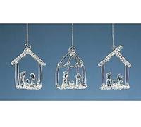 Juego de Tres Colgantes de Cristal Natividad árbol de Navidad Decoraciones