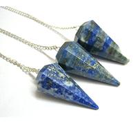 juego de tres lapislázuli Pendulums protectora cristal curación chakra radiestesia energía positiva metafísica balanceador Reiki Feng Shui de la garganta de la meditación