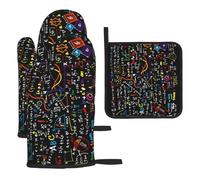 Juego de Tres Manoplas Resistentes al Calor para Hornear, Guantes de Cocina Antideslizantes, Guantes de Cocina para Horno, fórmula de física matemática.