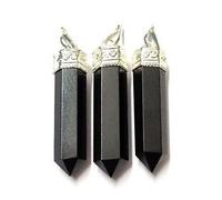 juego de tres negro ágata puntero colgantes cristal curación Wellness energía moda regalo potente Meditación hecha a mano accesorio Wellness