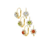 Delicados pendientes de latón chapados en oro con diseño floral para mujeres, adolescentes, más colores del mes de nacimiento, talla única, Cristal, Sin piedra preciosa