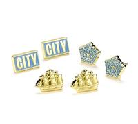 Juego de tres pendientes de tuerca del Manchester City Football Club, talla única, Zinc, Sin piedra preciosa