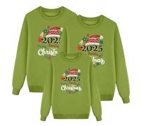 Juego de tres sudaderas familiares Navidad camisetas cuello redondo sin capucha sudaderas navideñas familia Papá a juego suéter rojo con impresión moda camisetas navideñas juego de sudadera Navidad