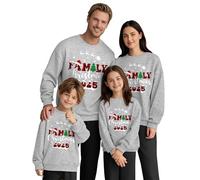 Juego de tres sudaderas familiares Navidad parejas feos suéteres navideños cómodo a juego cuello redondo jersey navideño para papá mamá niños casual reno sudadera de Navidad suave Papá Noel Sweatshirt
