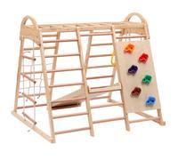 Juego de triángulos de escalada multifuncionales 7 en 1, estructura de escalada de interior para niños, con columpio, tobogán, piedra de escalada de plástico, anillos