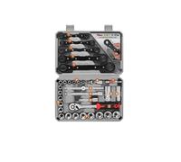 Juego de trinquete con dado de accionamiento de 3/8" Kit completo de herramientas automotrices de 32 piezas en estuche portátil for reparación de automóviles caja herramientas