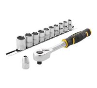 Juego de trinquete Stanley FatMax de 22 piezas de 3/8" con cabezales de 12 puntas, 8-17 mm FMMT82680-0