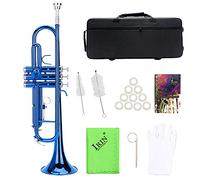 Juego de Trompeta Estándar, Trompeta de Latón con Juego de Herramientas Auxiliares, Instrumento de Viento Musical para Principiantes y Profesionales (Azul)