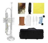 Juego De Trompetas Trompeta Bb Tune Trompeta Musical De Superficie Chapada En Plata De Latón Con Estuche Para Trompeta Piezas De Funda Protectora De Cepillo