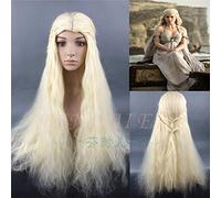 Juego De Tronos Daenerys Targaryen Cosplay Peluca Pelo Sintético Largo Ondulado Dragón De Madre Pelucas Fiesta De Halloween Peluca + Gorro De Peluca