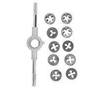 Juego de troqueles de tornillo de 11 piezas, kit de herramientas manuales de corte de rosca externa, juego de llaves de troquel profesional con 10 troqueles de tornillo para