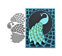 Juego de troqueles met licos de capas de pavo real, plantillas de corte de metal, plantillas de corte para tarjetas, papel, manualidades, plantil