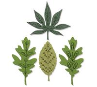 Sizzix Juego de Troqueles Framelits, Paquete de 3 con 4 Sellos, Hojas Decorativas por Olivia Rose | 666010 | Capítulo 4 2022 Wafer, Clear, One Size