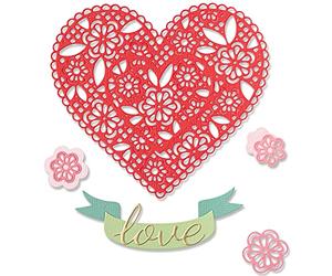 Juego de troqueles Sizzix Thinlits, 10 unidades, diseño de corazón de tapete por Jennifer Ogborn | 666017 | Capítulo 4 2022