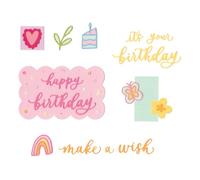 Juego de troqueles Sizzix Thinlits, garabatos de cumpleaños de Letters by Shells, 23 troqueles para cortar metal