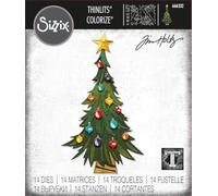 Juego de troqueles Sizzix Thinlits Trim a Tree Colorize de Tim Holtz, paquete de 14 unidades | 666332 | Troqueles de metal, finos como una oblea, para álbumes de recortes, estampación o diario