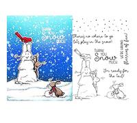 Juego de troqueles y sellos de Navidad con diseño de conejo y conejos para hacer tarjetas, con texto en inglés "I'm Ready for the Tail", sellos de silicona transparente para manualidades de papel