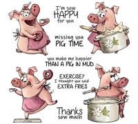 Juego de troqueles y sellos para hacer tarjetas, álbumes de recortes, papel, manualidades, Missing You Pig Time, Thanks so much Words, sellos de sello transparente, moldes de plantilla stencil
