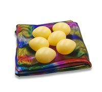 Juego de trucos mágicos de producción de huevos, paño colorido con truco oculto para actos de comedia, incluye huevos falsos, 37 x 37 cm