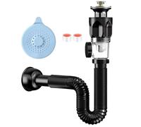 Juego de tubos de desagüe para lavabo, juego de tuberías de desagüe para lavabo, tubo de sifón P a prueba de obstrucciones, para desagüe de fregadero, a prueba de fugas