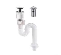 Juego de tubos de drenaje de acero inoxidable para fregadero de baño, tapón desplegable de latón, manguera telescópica de ABS flexible de 300-900 mm, diseño antiolor y antiinsectos para instalación de