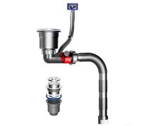 Juego de tubos de drenaje de fontanería para uso en fregadero doble con tecnología de reducción y diseño de ajuste estándar para un manejo eficiente de aguas residuales de cocina (jaula de 140)