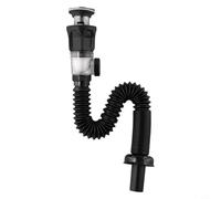 Juego de tubos de drenaje de lavabo de acero inoxidable, antiolor y a prueba de insectos, drenaje de pared recto con manguera flexible, telescópico de 300-900 mm para fregadero de baño, negro o blanco