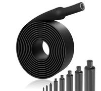 Juego de tubos termorretráctiles 4:1, 8 piezas, funda de poliolefina negra de 1,5 m para aislamiento de cables, sellado impermeable y agrupación de cables, bricolaje eléctrico y uso profesional