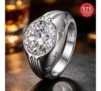 Juego de un anillo plateado S925 con 8 de circonita cúbica sintética. Estilo universal para , que lujo y sencillez, y moda. Adecuado como regalo para mujeres, para uso diario y para obsequiar