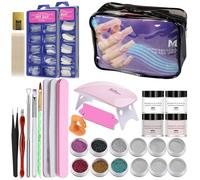 Juego de uñas acrílicas profesionales para uñas secas, 6 W, cepillo para polvo para principiantes, falso, para uso en salón, lámpara seca para Nai