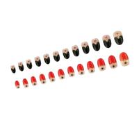 Juego de uñas cortas a presión con estampado de corazón para el día de San Valentín, diseño de almendras, uñas adhesivas para un aspecto elegante