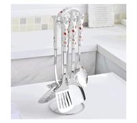 Juego de utensilios cocina cerámica y acero inoxidable, juego 7 cucharas, diámetro 41 cm(Argento)