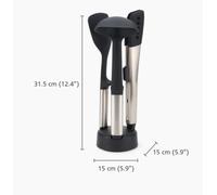 Joseph Joseph Utensilios cocina Elevate 3 piezas – Silicona sin BPA, mango acero inox, con soporte