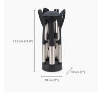 Joseph Joseph Elevate Utensilios de Cocina de Silicona, 5 Piezas, Accesorios, Antiadherentes, Resistentes al Calor, Mango en Acero Inoxidable, con Soporte