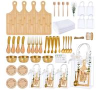 Juego de utensilios de acero inoxidable para los ganadores del juego para los ganadores del juego, tabla de queso, cuchara, cuchara, tarjeta de agradecimiento, bolsas de regalo para baby shower, boda