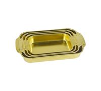 Juego de utensilios de cocina, 1 bandeja de acero inoxidable, asador/bandeja for asar de acero inoxidable con asas, bandeja for hornear pescado(Gold,37 CM)
