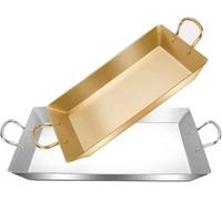 Juego de utensilios de cocina, 1 bandeja for asar con asas, bandeja for servir al horno, for cocinar lasaña, carne y pollo, for el hogar y el hotel.(Silver,45 CM)