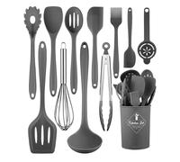 Juego de utensilios de cocina, 12 piezas de utensilios de cocina de silicona (aptos para lavavajillas) 200.0 °C, resistentes al calor, utensilios de cocina antiadherentes