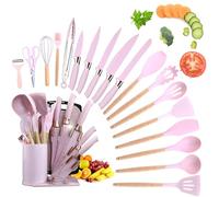 Juego de utensilios de cocina, 20 piezas, espátula, utensilios de cocina, utensilios de cocina, cucharas de cocina, cuchillos de cocina, resistentes al calor, con soporte para utensilios y utensilios