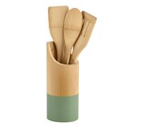 Juego De Utensilios De Cocina 4 Piezas Redondo De Bambú Beige - Sostenible