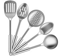 Juego de utensilios de cocina 5 piezas de acero inoxidable cucharas y espátula con mango ergonómico reutilizable, conjunto de herramientas para la cocina