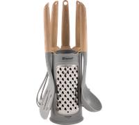 Juego de utensilios de cocina 6 piezas cuchara para pasta, batidor, espátula, cuchara para servir, cucharón y rallador adana outwell