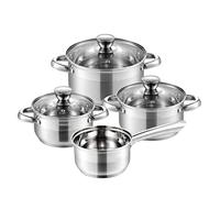 Juego de utensilios de cocina acero inoxidable de 7 piezas Cocina de cocina y sartén, cacerola, cazuela, vapor vaporiza, frypan con tapa de vidrio, paquete de variedades